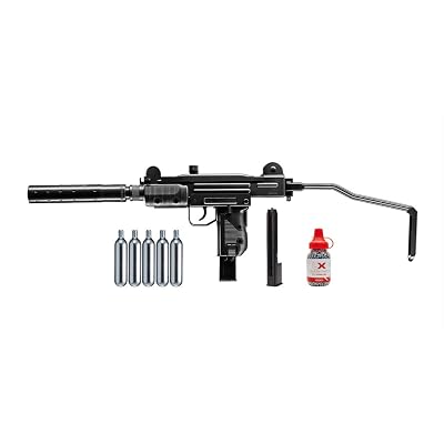 Wearable4U Umarex Uzi Mini Air Carbine Mock Silencer BBS Air Gun with 5x12 CO2 Tanks and Pack of 1500ct Steel BBS Bundle