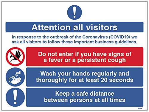 Attention all visitors In response to the recent outbreak of the Coronavirus Self Adhesive Vinyl Sticker (250x300mm)