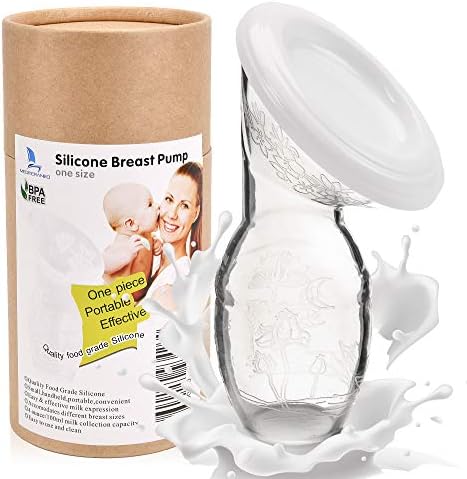 Manual Silicone Breast Pump Milk Pump for Breastfeeding with LID-100% Food Grade Silicone-BPA Free(4.0oz/100ml)