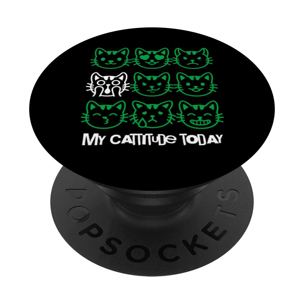 My Cattitude Today Cool Kitty Face Icons Teenage Emotions PopSockets Adhesive PopGrip