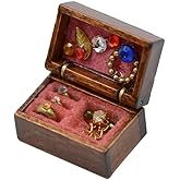 Acxico 1Pcs 1:12 Mini Miniature Wooden Jewelry Box Bedroom Accessories Mini Decor