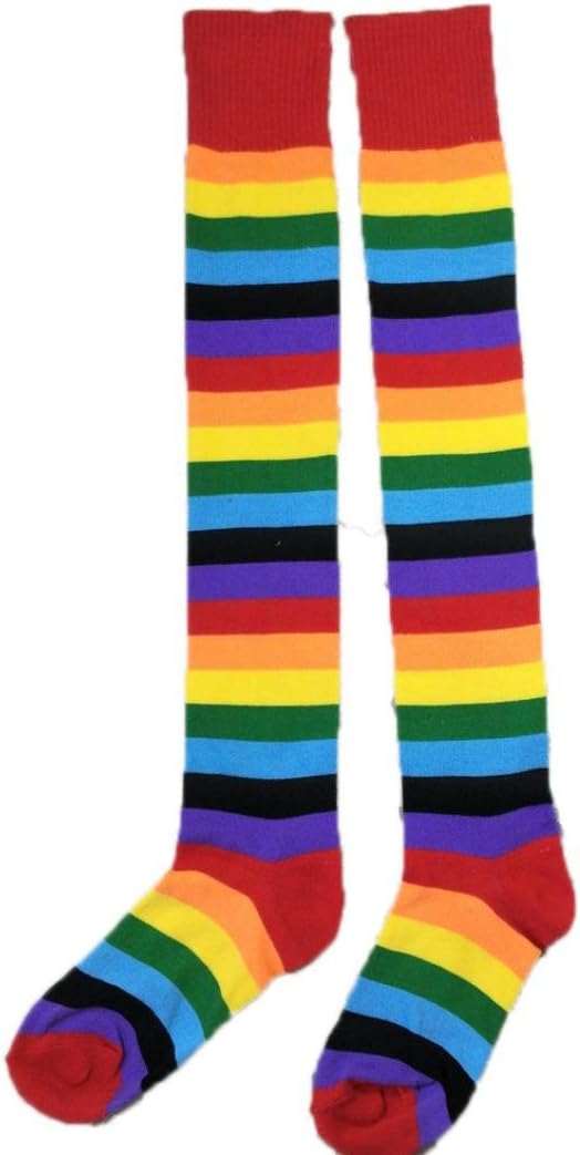 Women Rainbow Winter Warm Cable Long Boot Socks Over Knee Thigh High Stockings (Multicolor)