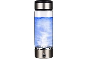 Aqur2020 Rich Hydrogen Cup, Rechargeable Water Ionizer Portable Glass Bottles with Alkaline Energy 3 Minutes Micro Electrolys