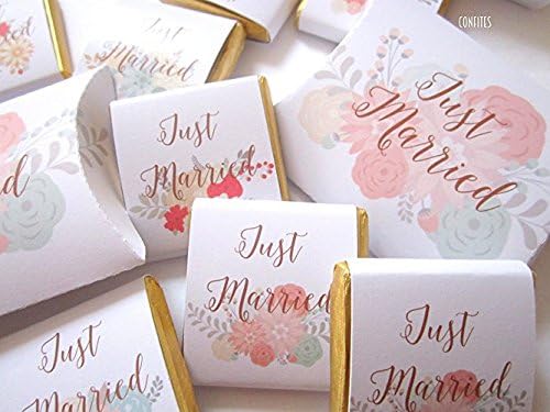 Personalised Chocolates JUST Married Wedding Favours Spring Blossom Wedding Candy bar - Pack of 25 pcs