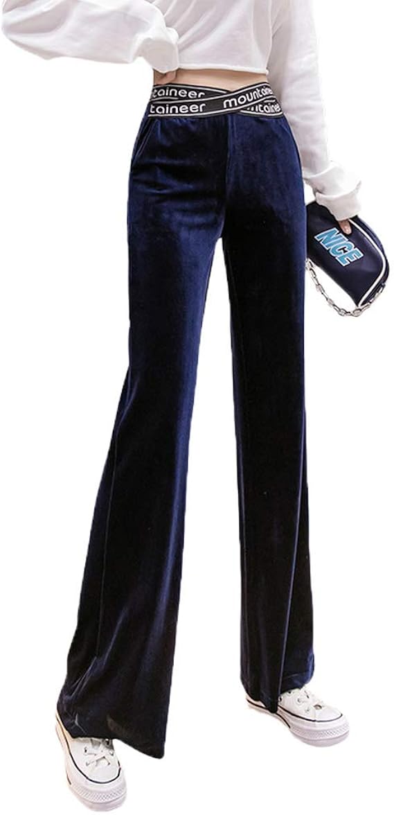 Amazon Co Jp エージョン ゴールデンベルベットウエスタンファッションモップパンツ レディース ルーズなストレートカジュアルベルベットワイドレッグパンツ 春と秋のドレープハイウエストマイクロパンツ 服 ファッション小物