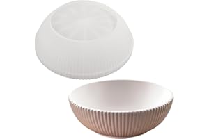 NINEXY Large Striped Storage Bowl Silicone Mold Succulent Flower Pot Planter Vase Plaster Mold Cement Clay Candle Vessel Casting Moulds (S)