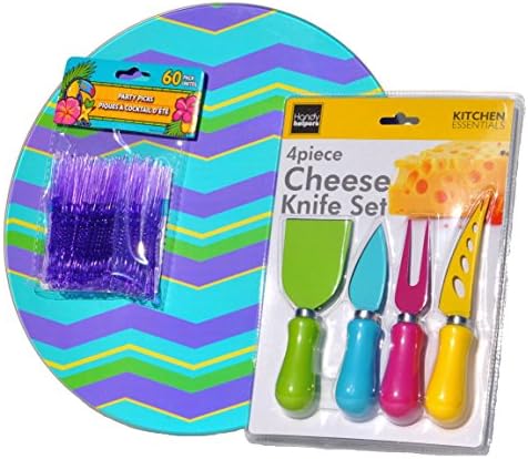 Round Tempered Glass Cheese Knife and Cutting Board Plate Gift Set Gift Idea for Her Wife Mother in Law