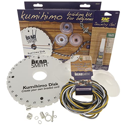 The Beadsmith Kumihimo Starter Kit Includes Disk, Adhesive, Bobbins