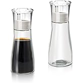Realand 2 Pack Soy Sauce Dispenser with No-Drip Spout, Glass Oil and Vinegar Dispenser Bottle Set, Olive Oil Cruet with Dust Cap for Kitchen Cooking, 5.1oz