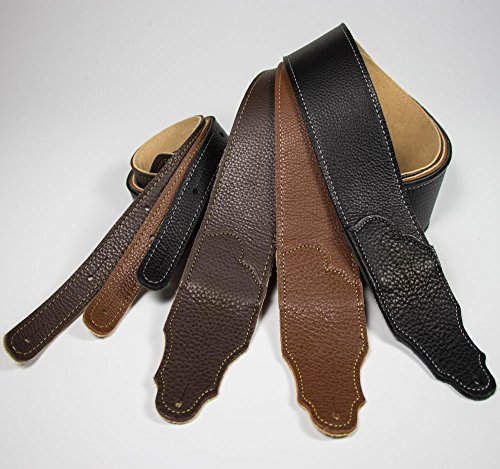 Franklin Strap 3" Original Natural Glove Leather with Suede Backing Guitar Strap Caramel/Gold Stitching