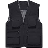 ceauros Men's Utility Fishing Vest Lightweight Outdoor Zip up Travel Work Cargo Vest Jacket with Multi Pockets