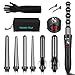 7 in 1 Curling Iron, Professional Curling Wand Set - 7 Interchangeable Ceramic Barrel Wand Curling Iron - Dual Voltage, Digital Temp Control Hair Curler for All Hair Types with Glove Travel Bag, Black