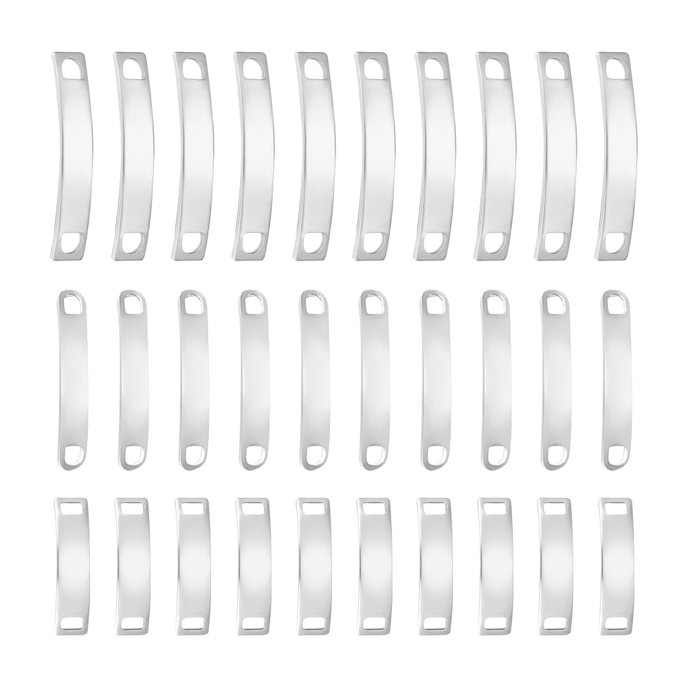 UNICRAFTALE 30Pcs 3 Sizes Shoelace Blanks Tags Stainless Steel Shoe Decoration Tags Curved Rectangle Customized Nameplate Words Blank Tag Shoe Buckles Shoelace Decoration Blanks Pendant
