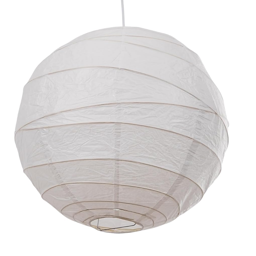 16" (40cm) White Paper Lantern Lampshade – Bamboo Hanging Ceiling Light Shade for Bedroom, Living Room, Wedding & Party Decor