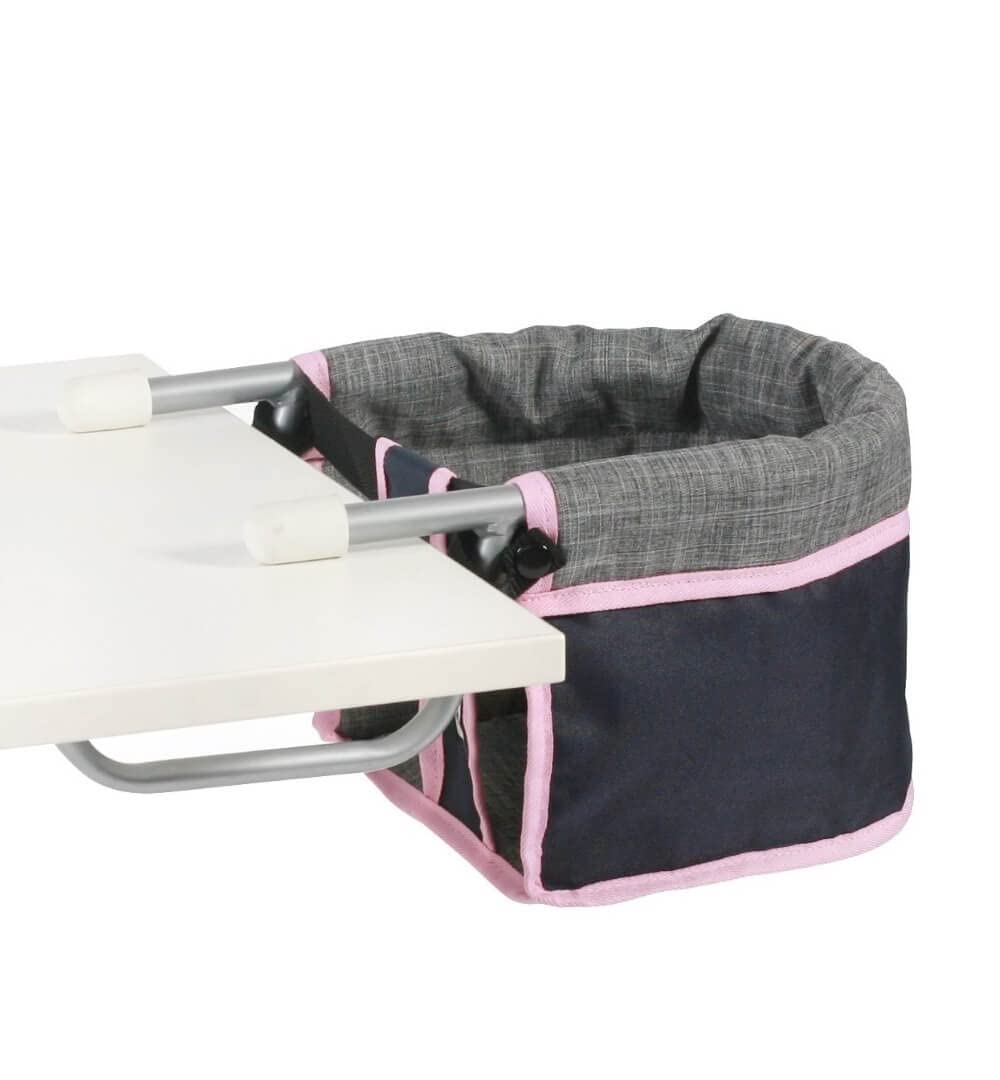 Bayer Chic 2000 735 26 Table Seat 60 cm Doll's High Chair, Melange Grey, Navy, Small