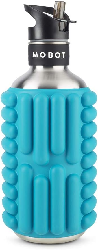 MOBOT Unisex's Bigbertha Reusable Stainless Steel Foam Roller Water Bottle, Aqua, 1.2 Litre