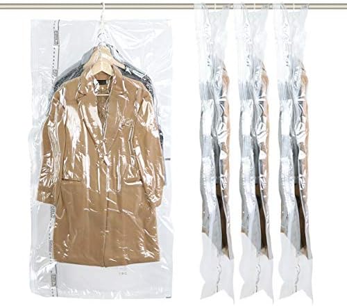 Amazon 吊るせる圧縮袋 マチ付き衣類収納袋 冬物用 ダウンジャケット収納 洋服用 掃除機対応 大容量 再利用可能 あっしゅく袋 135 70 38cm 4枚入 圧縮袋 オンライン通販