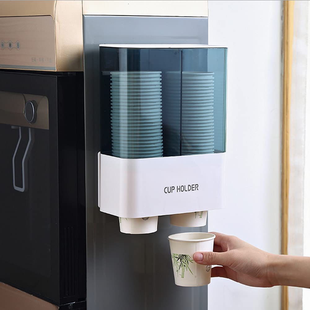NMD&LR Disposable Cup Holder Dispenser, Wall-Mounted Anti-Dust Water Cup Organizer Box for Paper/Biodegradable Cups for Home/Office/Cafe, white
