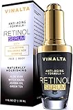 Retinol Serum 2.5% by Vinalta with Hyaluronic Acid, Aloe, Vitamin E, Organic Jojoba Oil, Reduce Wrinkles, Fine Lines, Puffy Eyes, Sun Spots, Age Spots, Best Anti Aging Skin Care For Face - 1 fl oz
