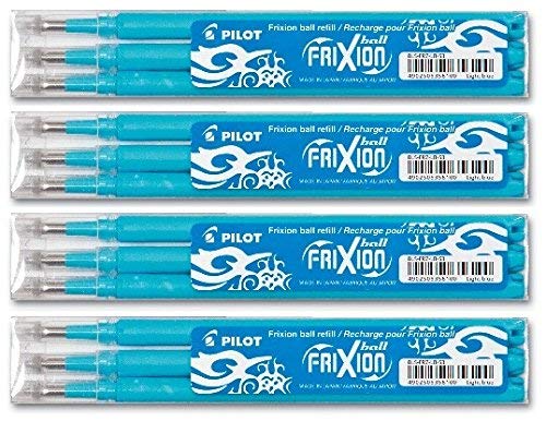 Pilot FriXion Ball Rollerball Pen 0.7 Refills (Set of 12, Light Blue)