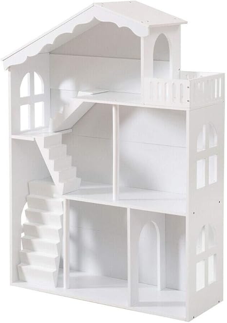 HILIROOM Wooden Doll's House Bookshelf 