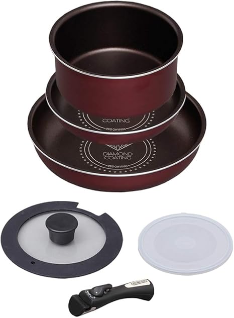 Amazon Co Jp アイリスオーヤマ フライパン 鍋 セット フライパンセット 6点 26cm cm ガス火専用 ガス火 ダイヤモンドコート ダイヤモンドコートパン レッド 取っ手の取れる H Gs Se6 ホーム キッチン