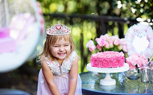 Kidsco Tiaras with Pink Heart Stones Hats Stones-12 Adjustable Piece, 12 pack Assorted