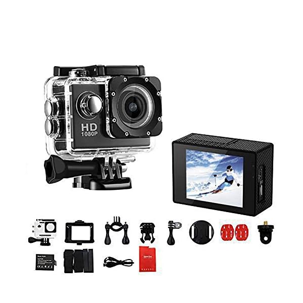 Luckyza HD wasserdichte Action Kamera, 1080P 2" LCD Bildschirm Cam Sport Kamera Unterwasser Digital Camcorder Mit Zubehör Kits Für Outdoor Sport,Yellow – Bild 8