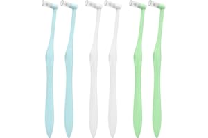 Fremouth End Tuft Toothbrush with Covers, Small Head for Hard-to-Reach Areas, Orthodontic Toothbrush for Braces, Soft Bristles for Adults, Individually Wrapped, 6-Pack