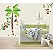 Giant Jungle Monkeys & Palm Tree Decorative Peel and Stick Wall Sticker Decals