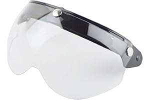 GONETRE 3 Snap Retro Helmet Visor Windproof Sun Half Face Motorcycle Helmets Visor for Motorcycle PC Lens 1 Pcs (Transparent)