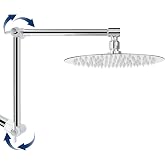NearMoon Adjustable Shower Arm, Shower Extension Arm Universal Connection, Rise or Lower Shower Head, Adjust Height/Angle to Upgrade Shower Experience, Anti-Leak, 16 Inch (Chrome)