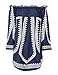 Yonala Women's Fashion Pattern Printed Off Shoulder Loose Blouse Short Tunic Dress Blue