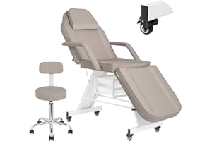 V VDLONSY Tattoo Chair for Client Facial Table Adjustable 73inch Facial Chair Spa Esthetician with Stool for Beauty Tattoo Eyelash Equipment Black (Gray)