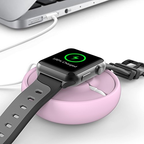 Apple Watch Charging Station Support Holder Portable iWatch Storage Box Concealing Your Charging Cable for Apple Watch Series 3 /2 /1 /Nike+ /42mm /38mm (Pink) - Thumbnail 2