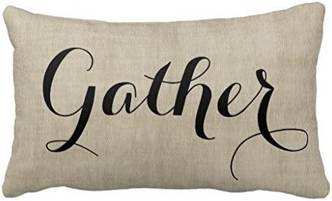 Standard Pillowcase DecorativeGather Together Autumn Rustic Burlap Look Pillow Cover 12x20 Inches