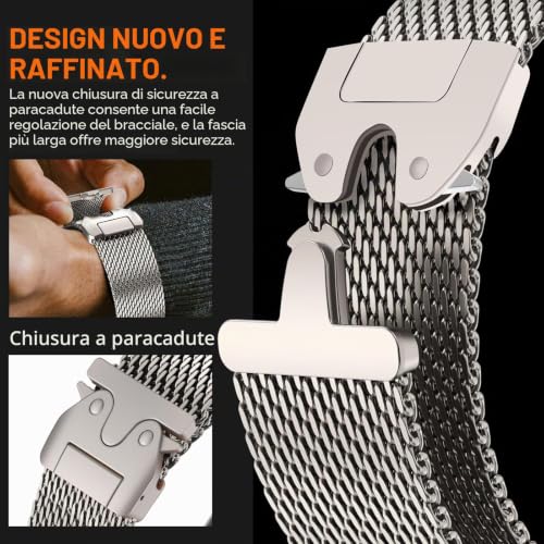 Apple Watch Ultra 3/2/1 49mm, Parachute Style Buckle, Titanium Milanese Straps for iWatch Series 11 10 9 8 7 6 5 4 Ultra SE 3 2 1, 49mm/46mm/45mm/44mm/42mm [[[Series 3/2/1)