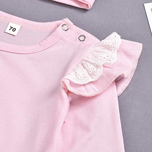 Little Story Children's Long-Sleeved Frill Hakama + lace Trousers + Headband Three-Piece suitInfant Baby Kids Girls Lace Pink