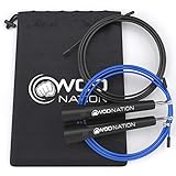 WOD Nation Speed Jump Rope - Blazing Fast Jumping Ropes - Endurance Workout for Boxing, MMA, Martial Arts or Just Staying Fit - Adjustable for Men, Women and Children