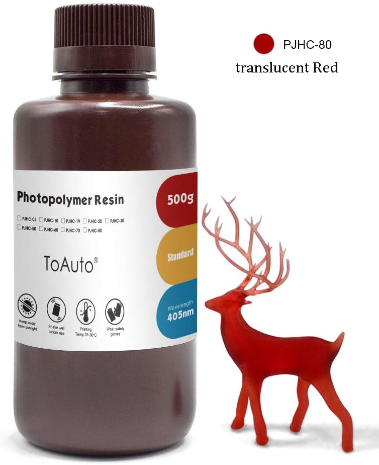 3D Rapid Resin UV-Curing 3D LCD Printing Compatible with 405nm Photopolymer 3D Printing Liquid (Transparent Red)