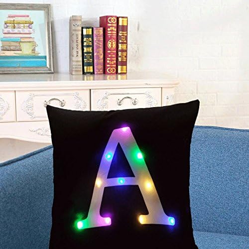 KSBRO Stuffed Plush Cushion Throw Pillow LED Lighting Letter Decorative Pillow Party Halloween Christmas Decoration-17.7" (A)