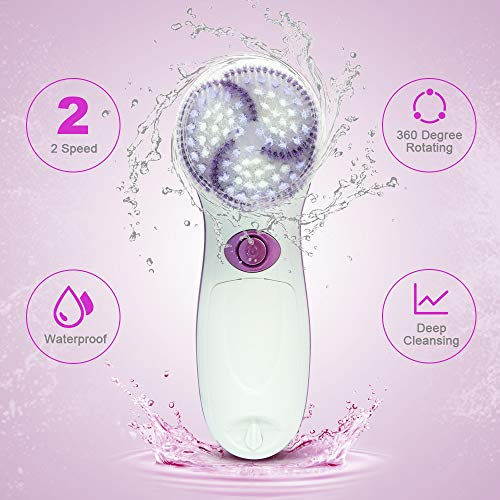 image for Feeke Facial Cleansing Brush, Waterproof Face Spin Brush set with 5 Br