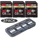 Ritz Gear Extreme Performance SD 32GB 95/45 MB/S Read/Write Speed U3 Class-10 SDHC Memory Card 3 Pack