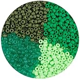 anpiwshjo Pony Beads 1100 Pcs, Beads for Jewelry Making, Beads for Bracelets Making, Hair Beads, Bracelet Beads, Plastic Beads for Crafts, Hair Beads for Braids for Girls (Green Color Scheme)