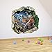 Wall Decor Stickers 3D Dinosaur Removable Wall Art Easy Stick&Peel Break The Wall Dinosaur Decals for Kids Boys Girls,19.7 X 19.7 Inch