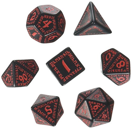 Runic Dice Set Black - Red (7)
