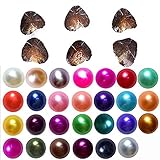2018-Freshwater Cultured Love Wish Pearl Oyster with Round Pearl Inside 20 Colors (Random Color 20 PCS 7-8mm)