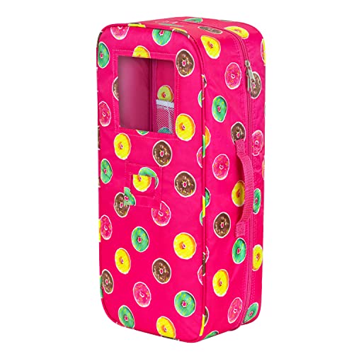 K.T.Fancy 18 Inch Girl Doll Carrier Donuts Doll Travel Case Crossbody Carrier Bag Suitcase for 18 Inch Girl Doll Accessories with Multi-Pocket Storage Closet