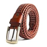 ECHAIN Men Braided Woven Genuine Leather Belt