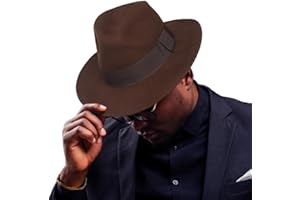 Ruphedy Wool Fedora Hats for Men Women Wide Brim Felt Panama Hat